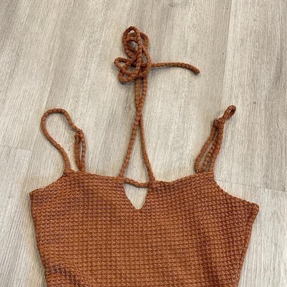 Lulus Brooklyn Girl Brown Knit Halter Bodysuit Size Small - Picture 3 of 8